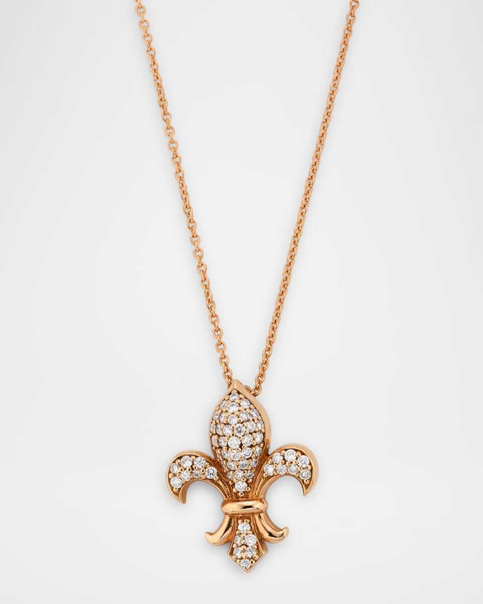 Talisman 18K Rose Gold Diamond Fleur De Lis Necklace